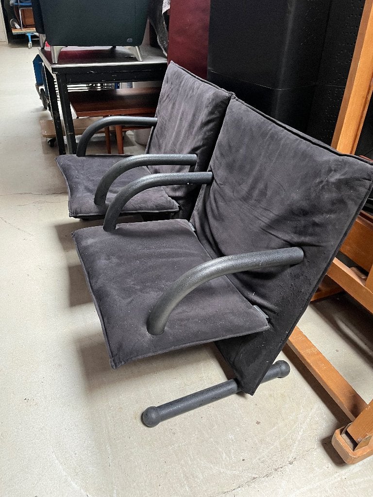 2x Arflex T-Line Burkhardt Vogther Alcantara fauteuils, Ophalen, Gebruikt, Metaal, 50 tot 75 cm