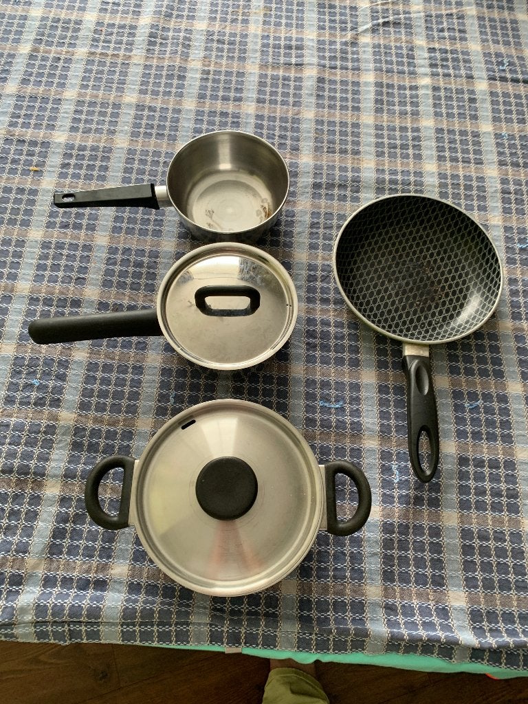 pannenset, Gebruikt, Pannenset, Ophalen of Verzenden, Rvs