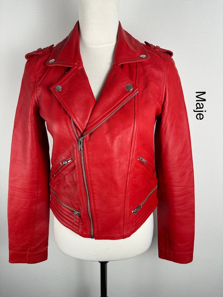 Maje Leren Jas  (mt: 40) B4/560, Kleding | Dames, Maat 38/40 (M), Maje, Zwart, Ophalen of Verzenden