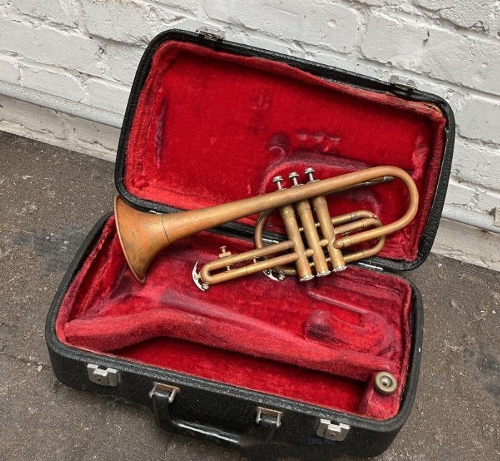 Oude cornet in koffer, Ophalen, Gebruikt, Overige typen, Met koffer