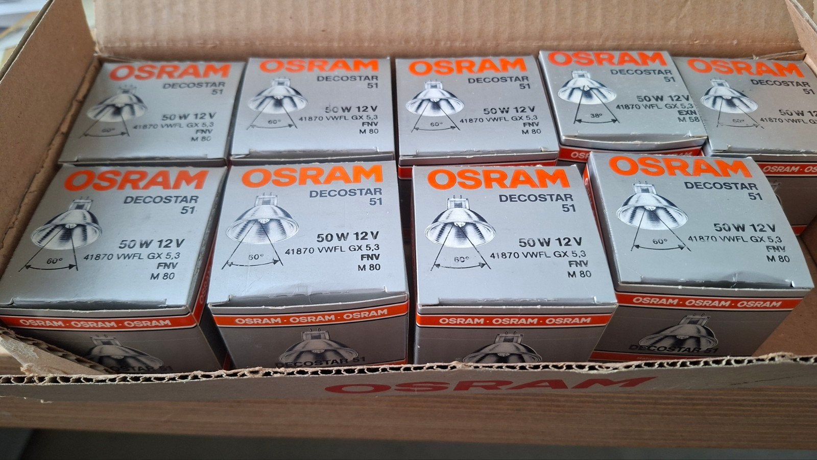 9x Osram Decostar 51 halogeenlampen 12v 50W, Ophalen of Verzenden