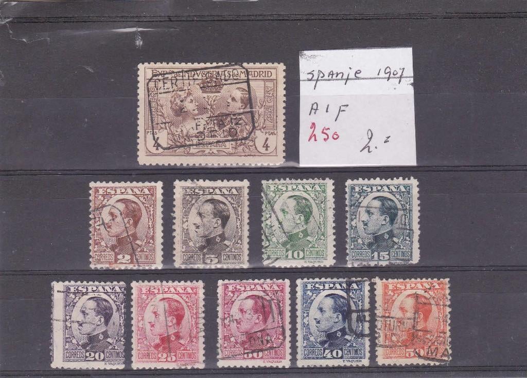 250. Spanje 1907, Ophalen of Verzenden, Gestempeld