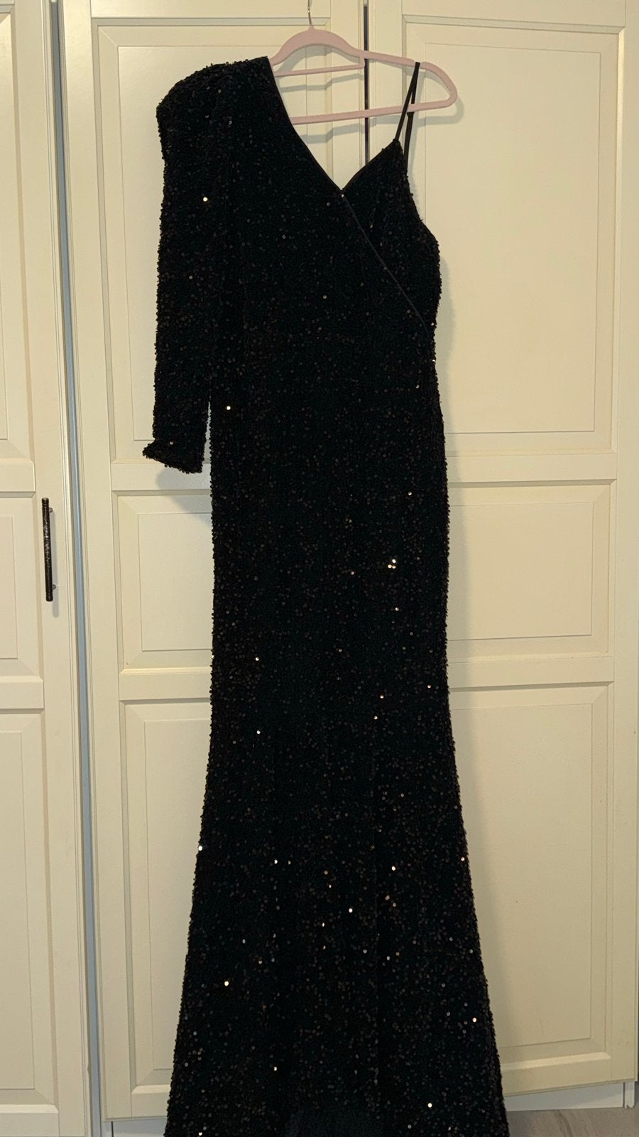 Zwarte Galajurk met Pailletten - Maat 1XL, Ophalen, Zo goed als nieuw, Maat 46/48 (XL) of groter, Zwart