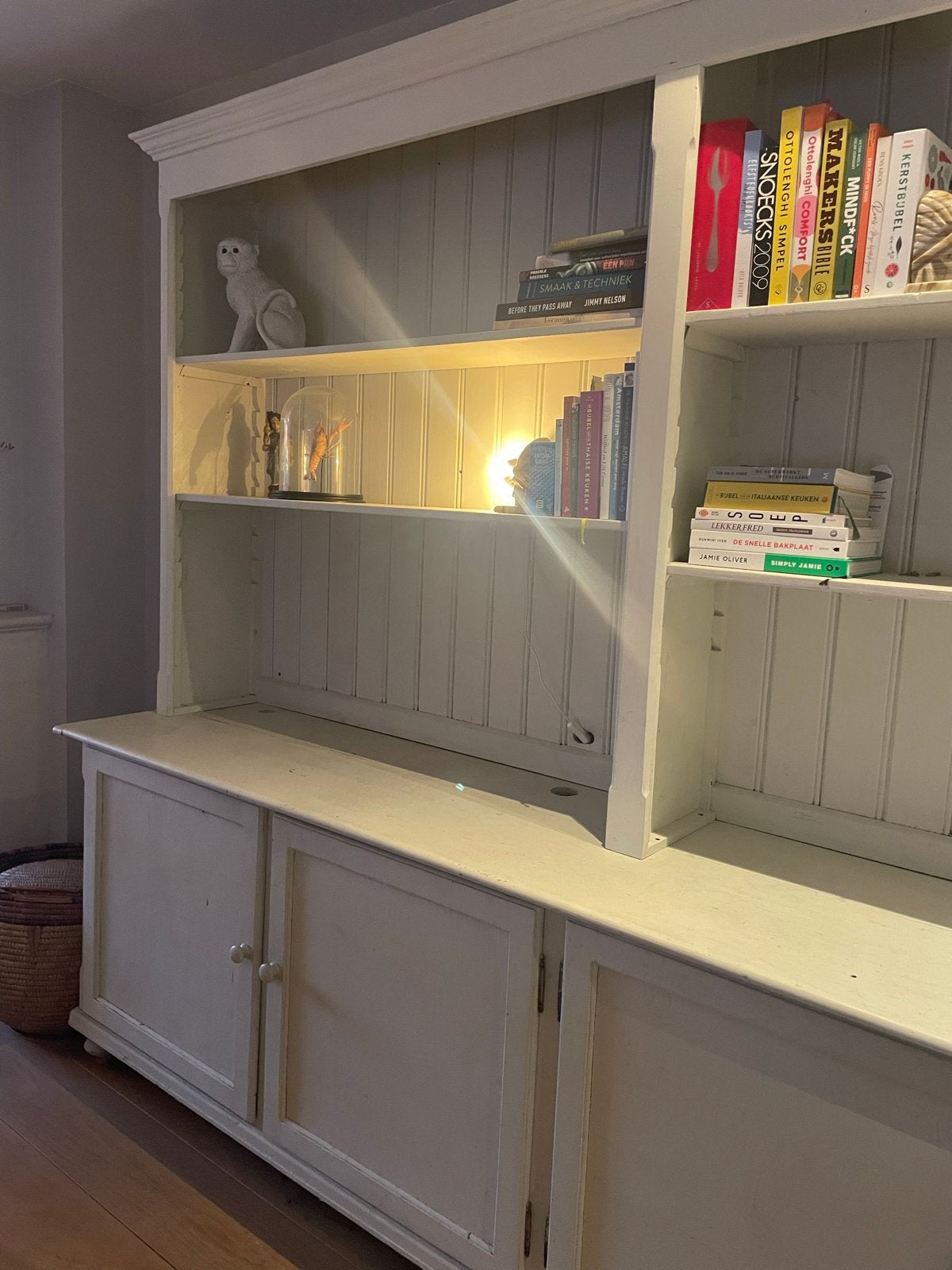 Grote witte buffetkast brocant/landelijk, Huis en Inrichting, Ophalen, Gebruikt, 200 cm of meer, Overige houtsoorten