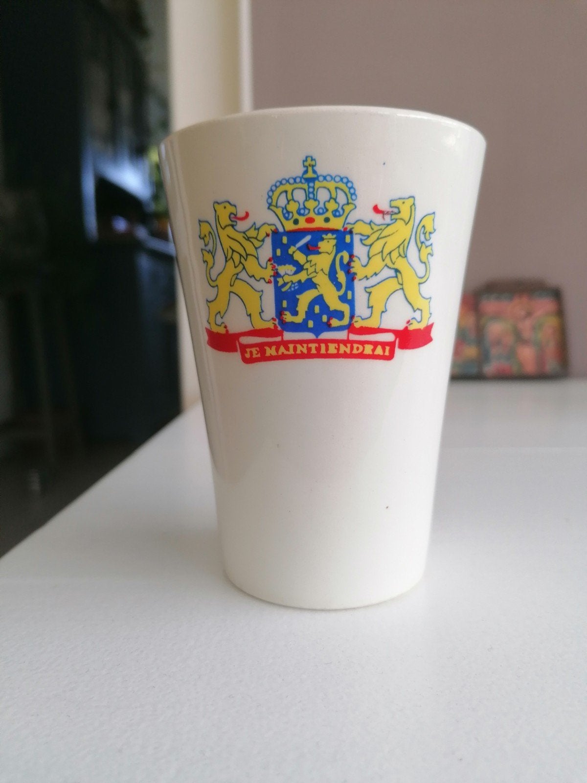 Vintage Beker Beatrix & Claus Huwelijk 1966, Ophalen of Verzenden, Gebruikt, Nederland, Servies