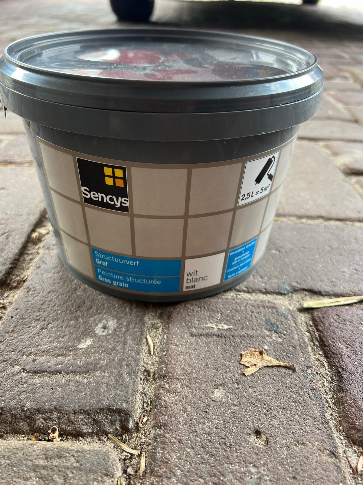 Sencys Structuurverf Grof Wit - Bijna Volle Emmer, Ophalen, Wit, Minder dan 5 liter, Verf