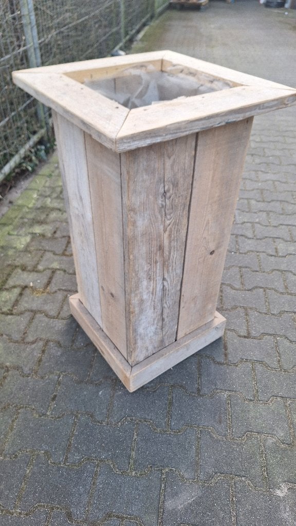 Mooie Steiger houten bloembak planten bak hoog, Tuin en Terras, Bloembakken en Plantenbakken, Ophalen, Gebruikt, ., Rond