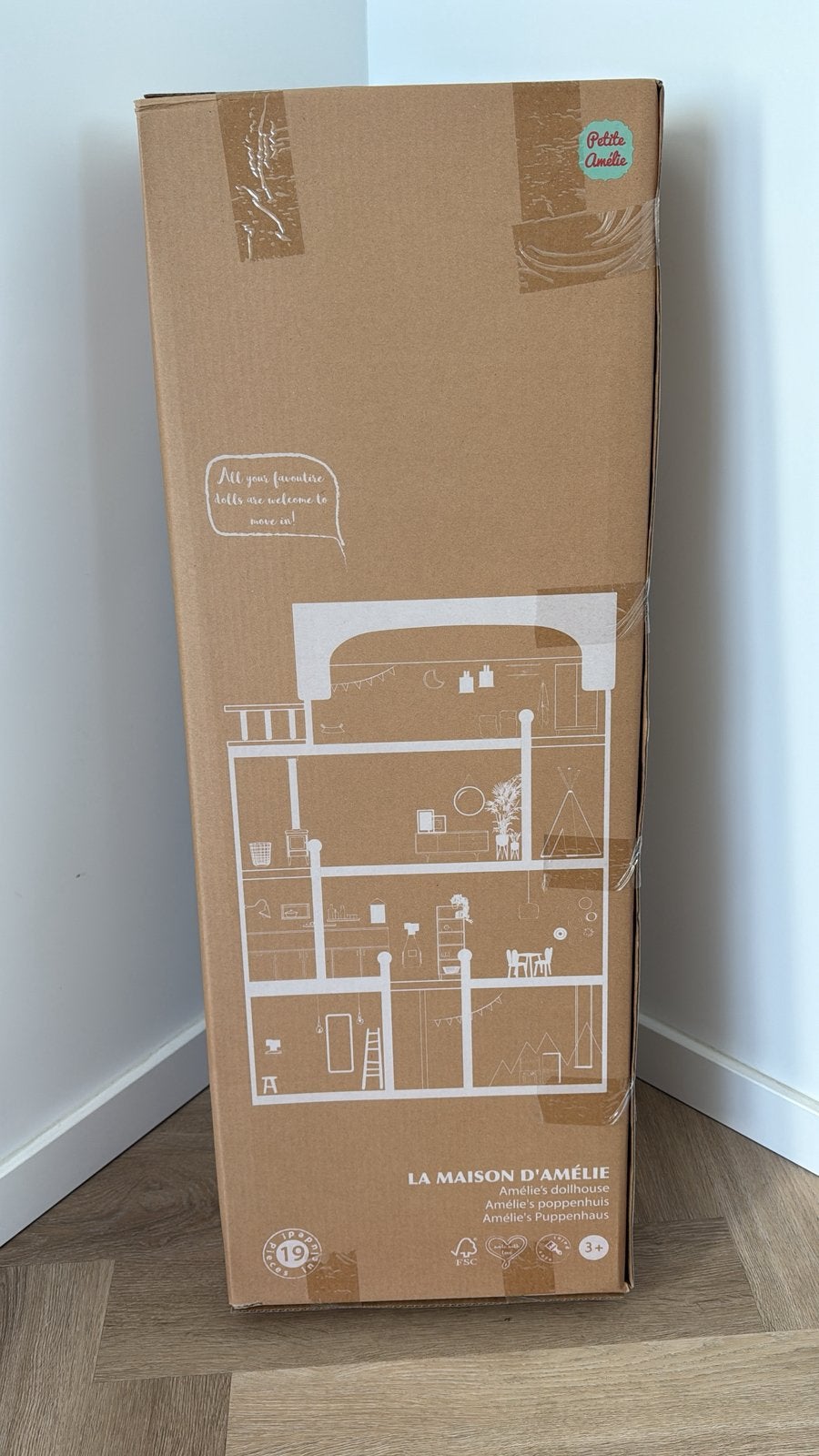 XL HOUTEN POPPENHUIS 19-DELIGE MEUBELSET LA MAISON D'AMÉLIE, Kinderen en Baby's, Ophalen of Verzenden, Nieuw, Poppenhuis