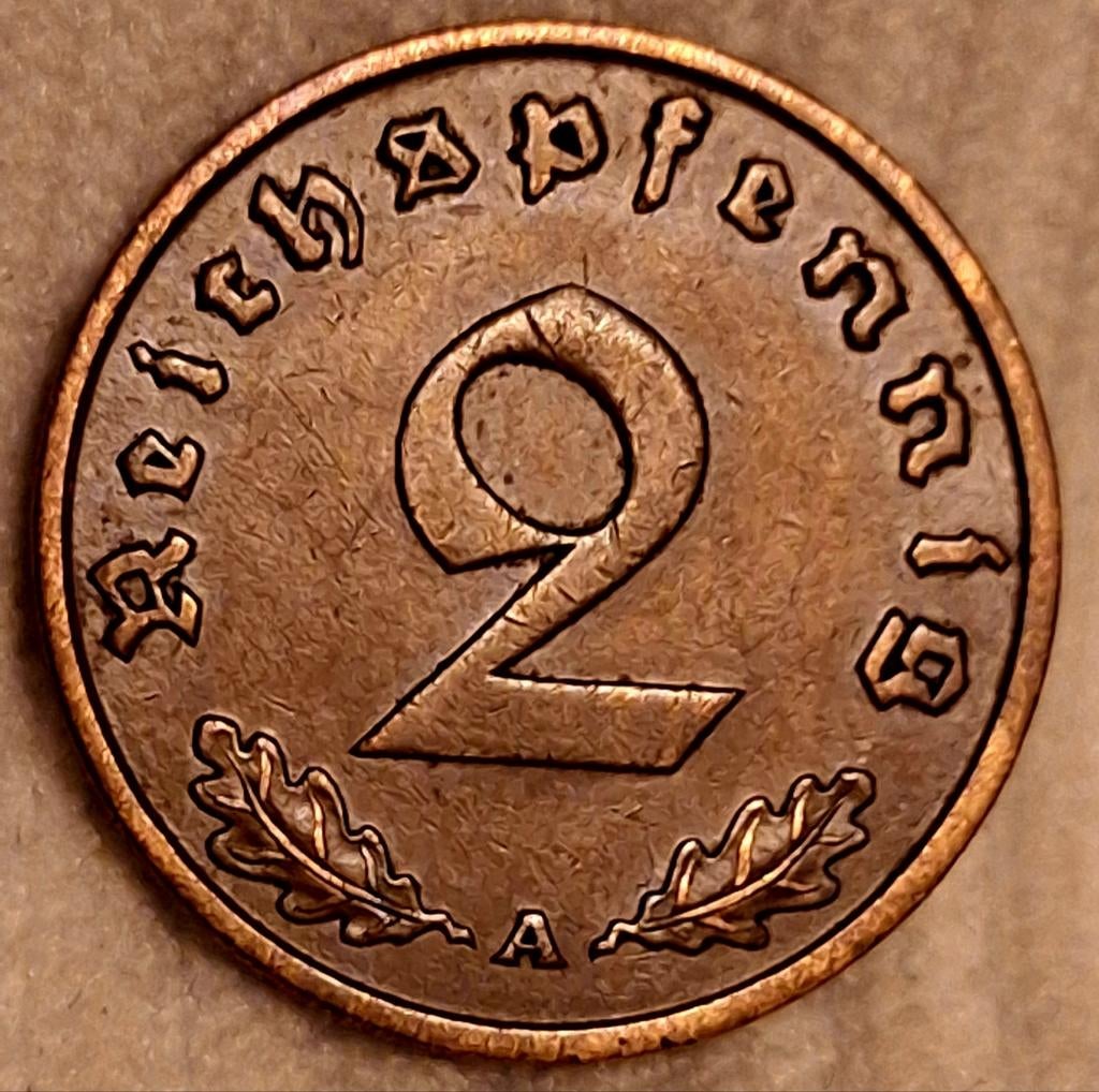 2 Reichspfennig 1938 - Duitsland (Nazi-Duitsland), Ophalen of Verzenden, Duitsland, Losse munt