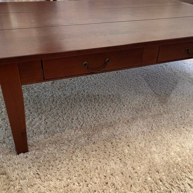 Houten salontafel met lades - 140x90x46cm, Ophalen, Gebruikt, 100 tot 150 cm, 50 tot 100 cm