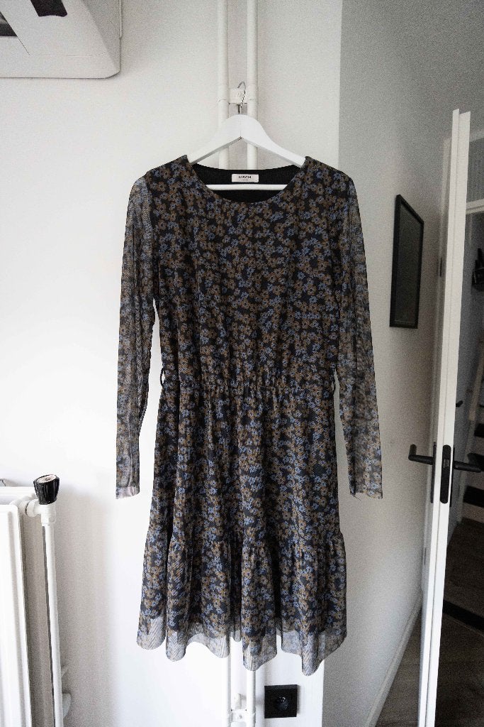 Midi jurk met bloemenpatroon MSCH Copenhagen maat L, Msch Copenhagen, Overige kleuren, Maat 42/44 (L), Ophalen of Verzenden