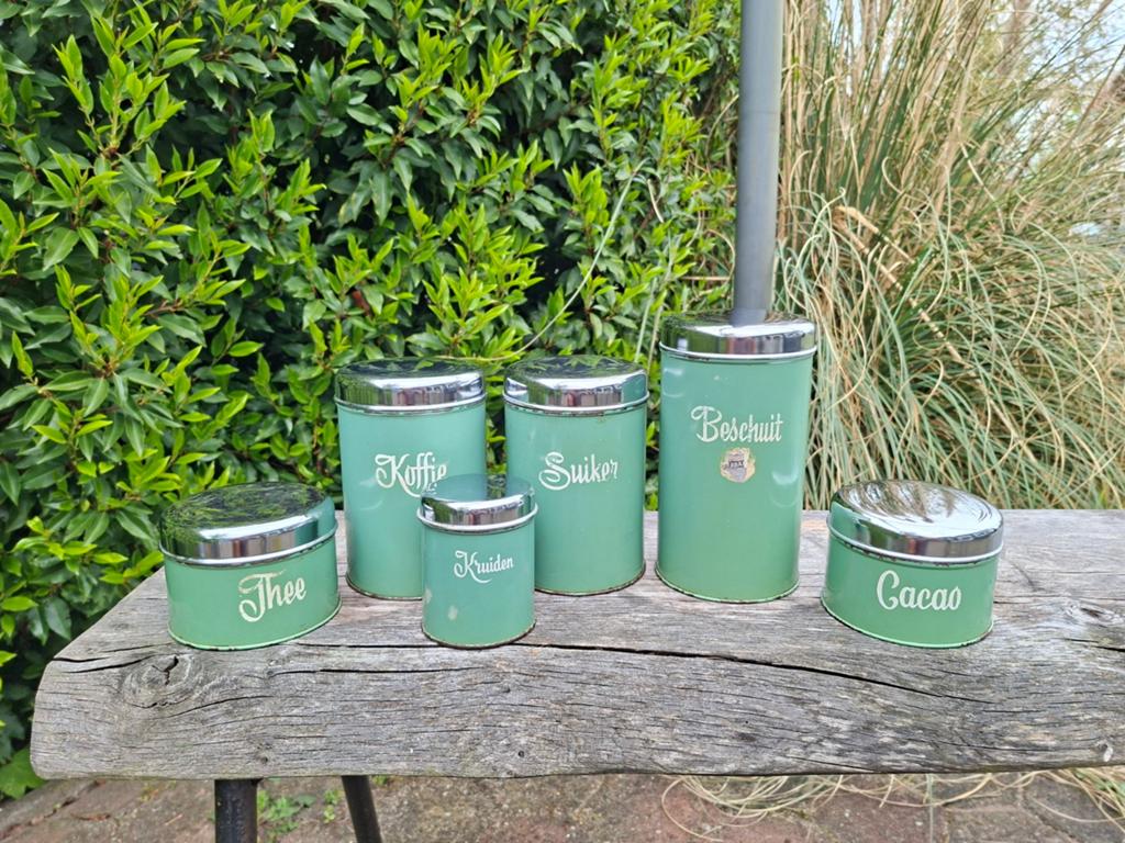 Vintage Brabantia voorraadblikken set - Groen, Ophalen of Verzenden