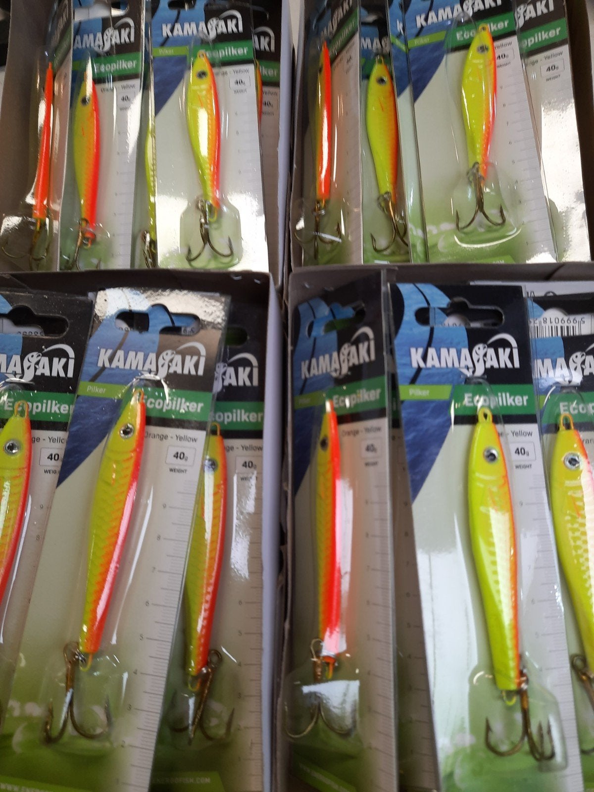 partij van 40 pilkers fluo oranje/geel 40 gram, Info@kamasaki.com, Overige typen, Nieuw, Ophalen of Verzenden