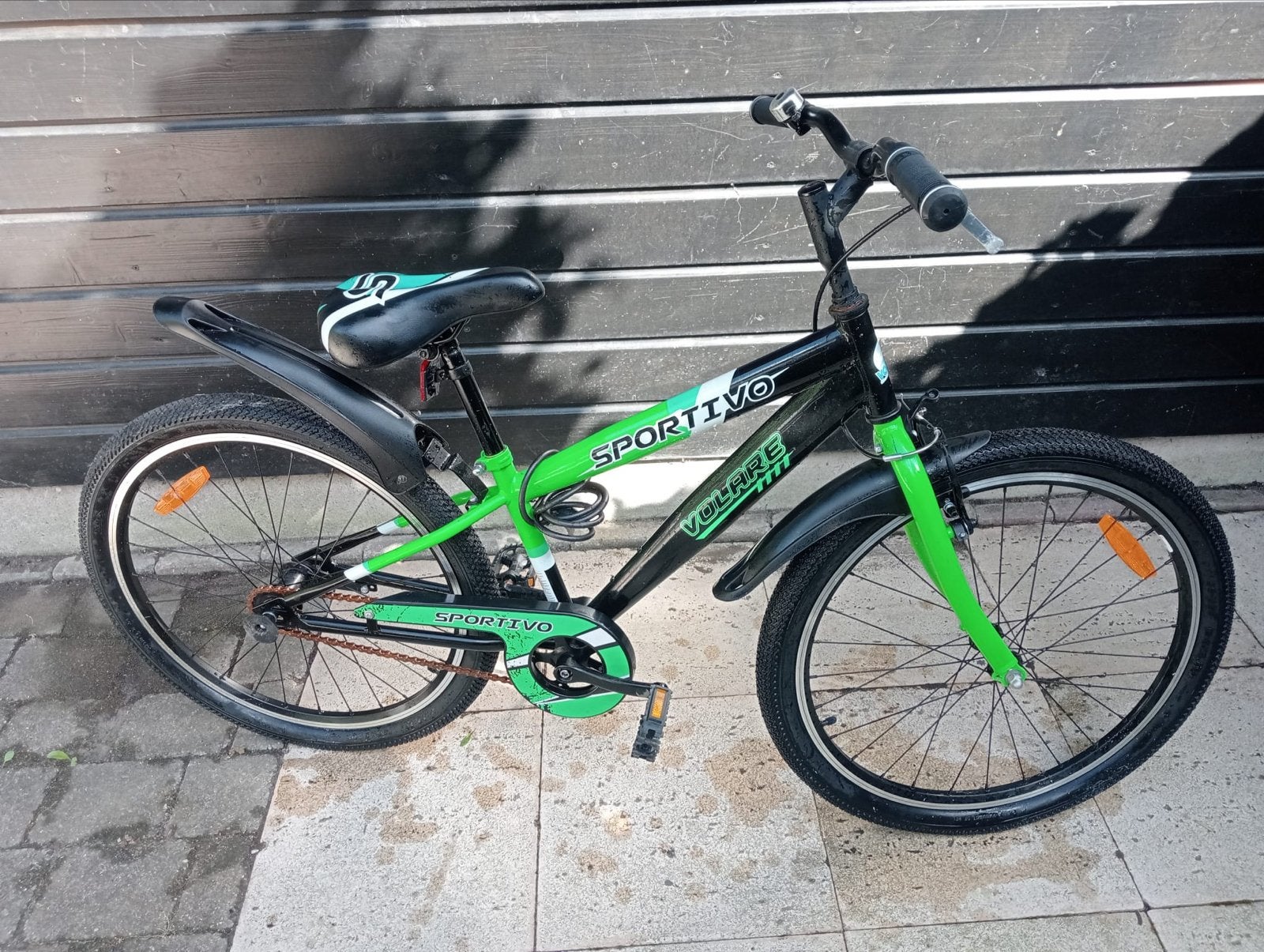 Sportivo Volare kinderfiets  24 inch Zwart/Groen, Gebruikt, Velgrem, Minder dan 49 cm, Ophalen