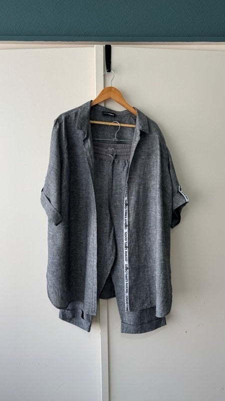 Doris Streich linnen set blouse broek 50/52 grijs wit, Kleding | Dames, Doris Streich, Maat 46/48 (XL) of groter, Ophalen of Verzenden