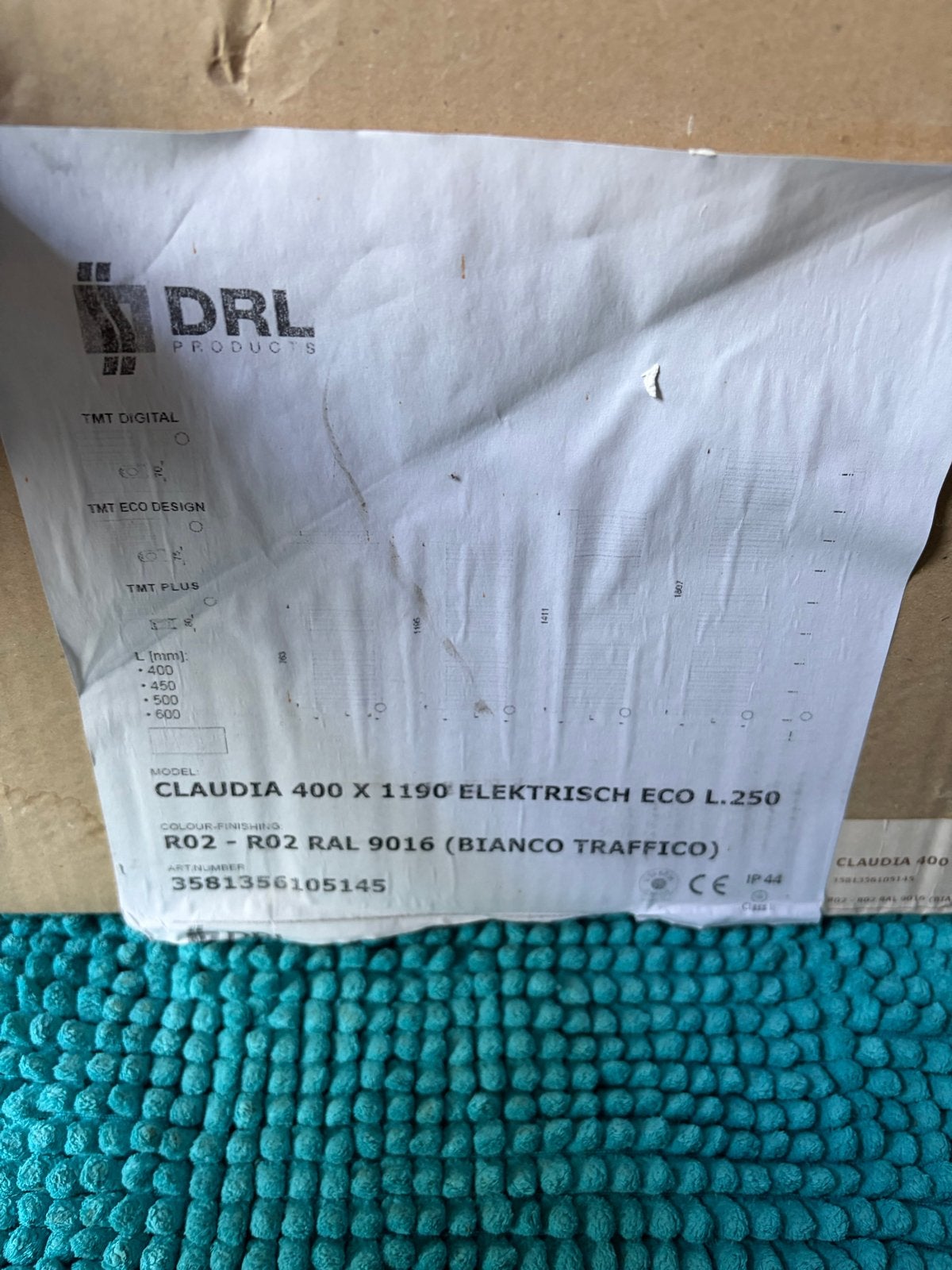 Nieuwe DRL Claudia 400x1190 Elektrische Radiator, Ophalen, Radiator, Nieuw, Minder dan 60 cm