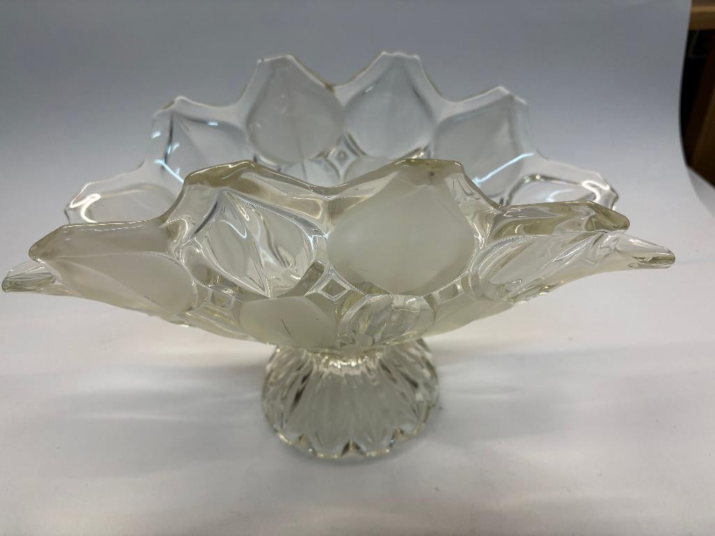 Vintage Glazen Fruitschaal op Voet – Tulpen/Bloem Design, Ophalen