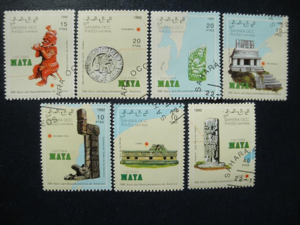 Postzegels Sahara 1992 Maya's., Ophalen of Verzenden, Overige landen, Gestempeld
