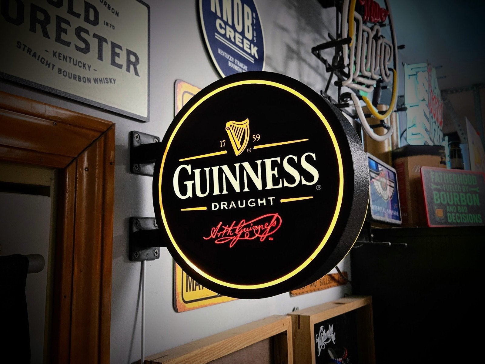Guinness Reclamebord, Guinness Lightbox, Guinness Lamp, Zwart, Nieuw, Kunststof, Ophalen of Verzenden