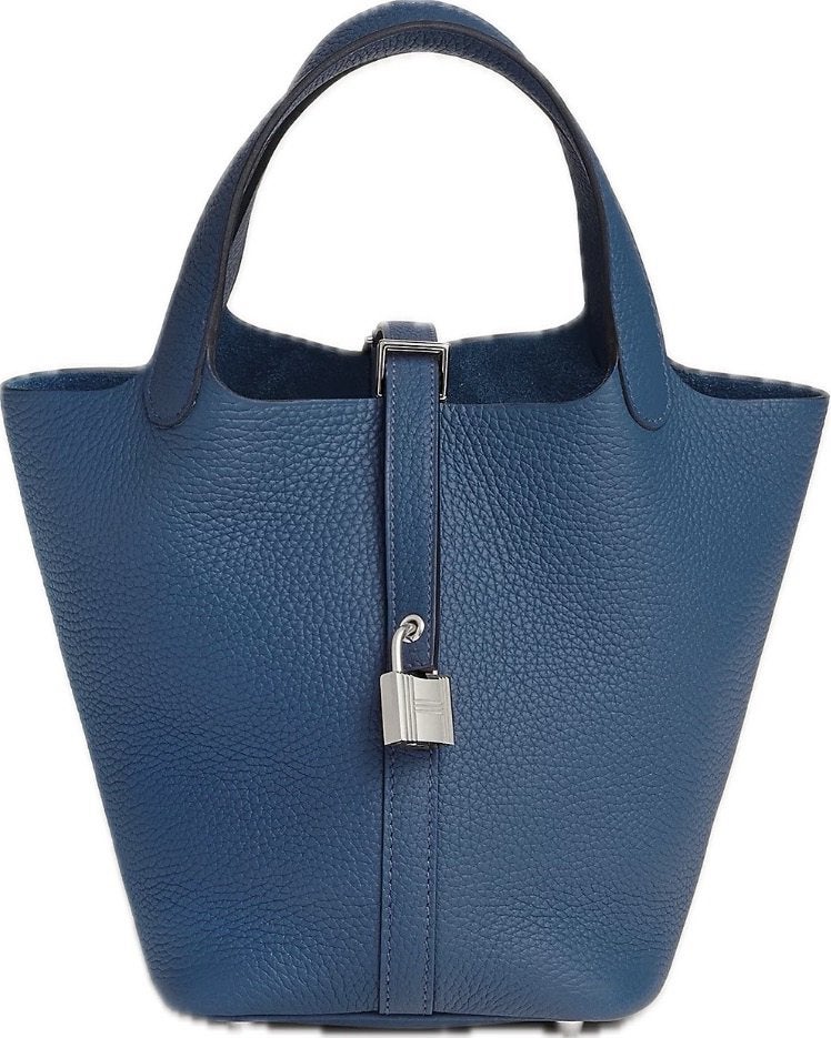 Hermes Picotin 18, bleu tie, Ophalen, Nieuw, Blauw, Handtas