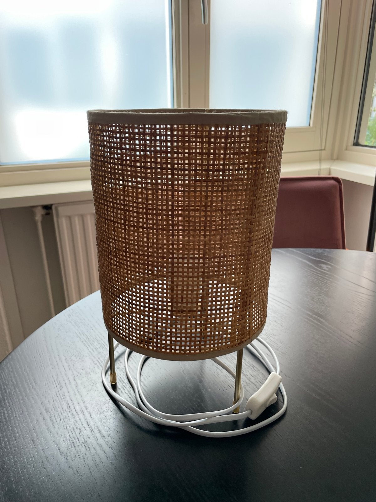 Rieten tafellamp met schakelaar, Ophalen, Met schakelaar, Natuurlijk materiaal, E27 (groot)