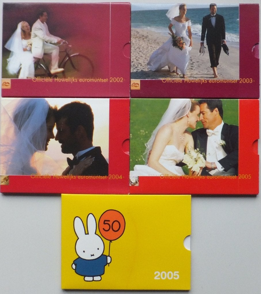 Nederland Huwelijksets BU 2002 t/m 2005 + Nijntje set 2005, Postzegels en Munten, Munten | Europa | Euromunten, Ophalen of Verzenden