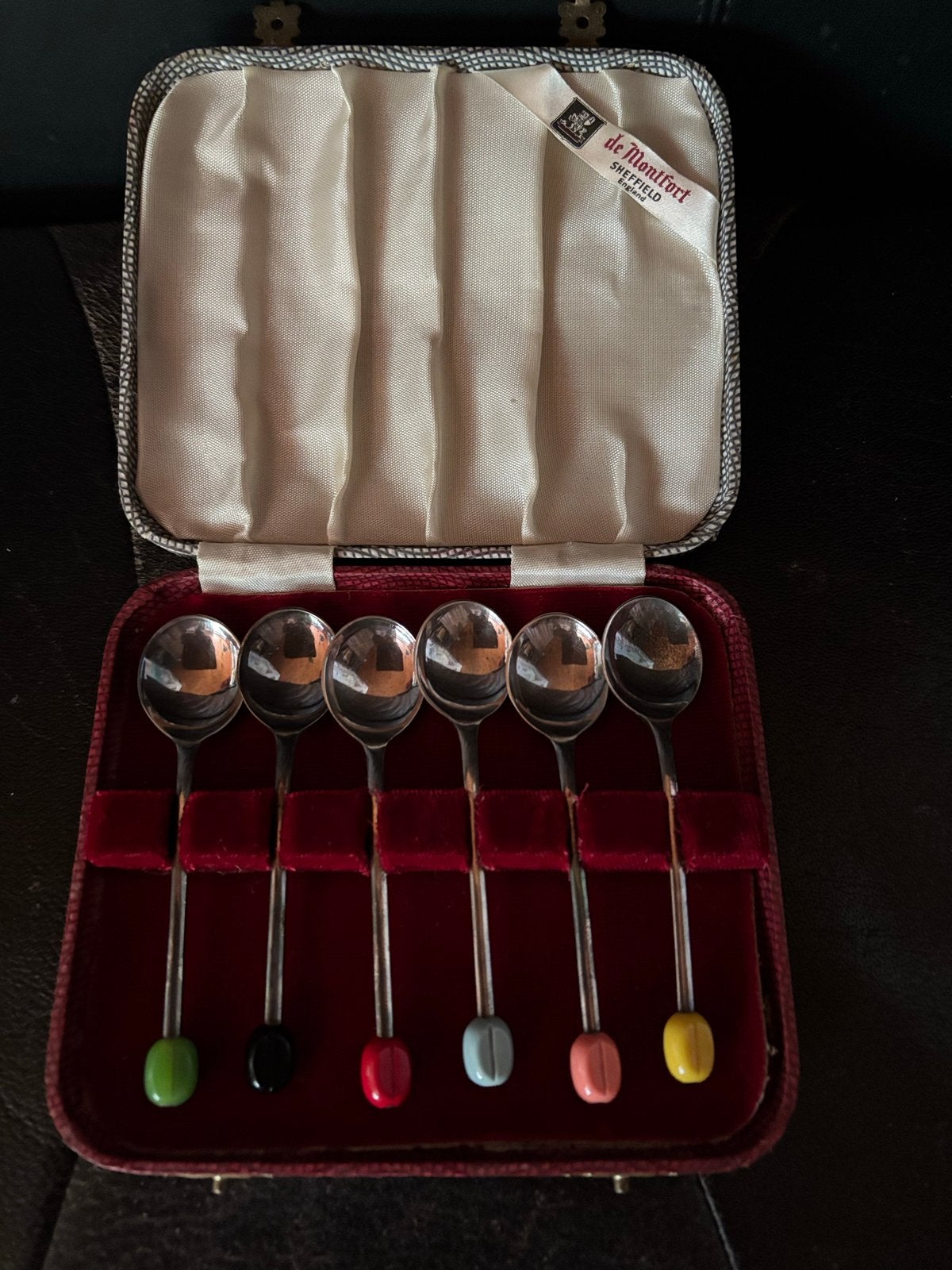 Vintage De Montfort Sheffield theelepels in doos, Antiek en Kunst, Antiek | Bestek, Ophalen of Verzenden
