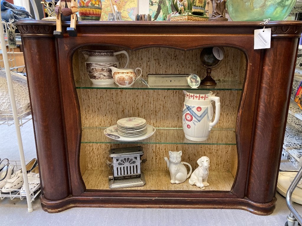 Brocante - vintage houten open kast - boekenkast, Huis en Inrichting, Kasten | Boekenkasten, Ophalen, 100 tot 150 cm, Glas, ---