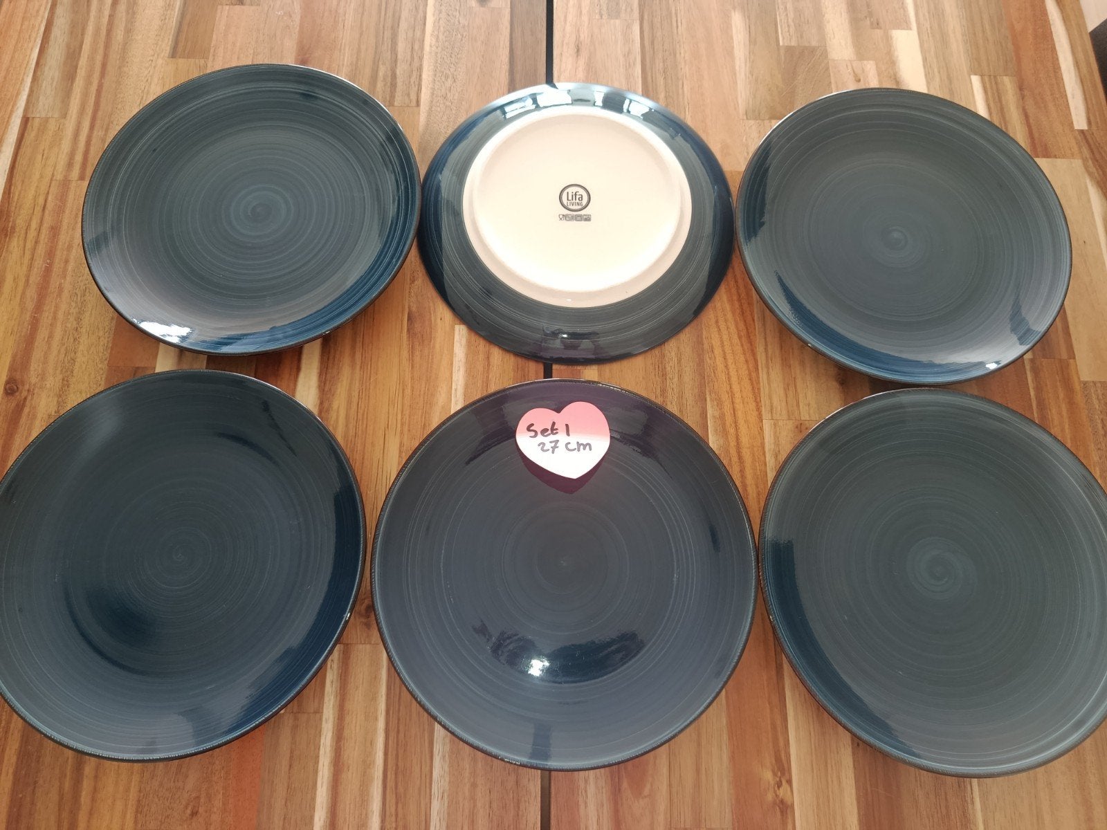 Lifa Living Borden Set - 6 Stuks, 27 cm, Donkerblauw, Overige merken, Keramiek, Ophalen of Verzenden, Zo goed als nieuw