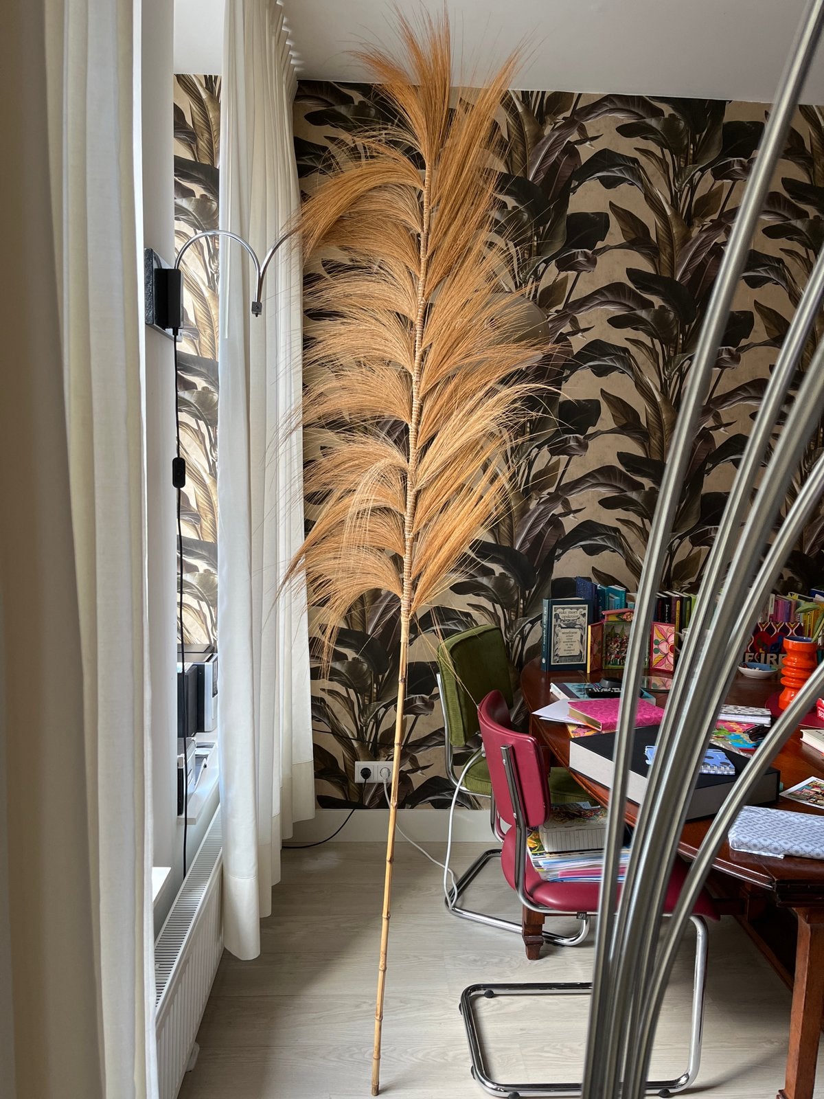 Decoratieve Waaier van Natuurlijk Materiaal, Boho, Ophalen of Verzenden, Zo goed als nieuw, Natuurlijk materiaal