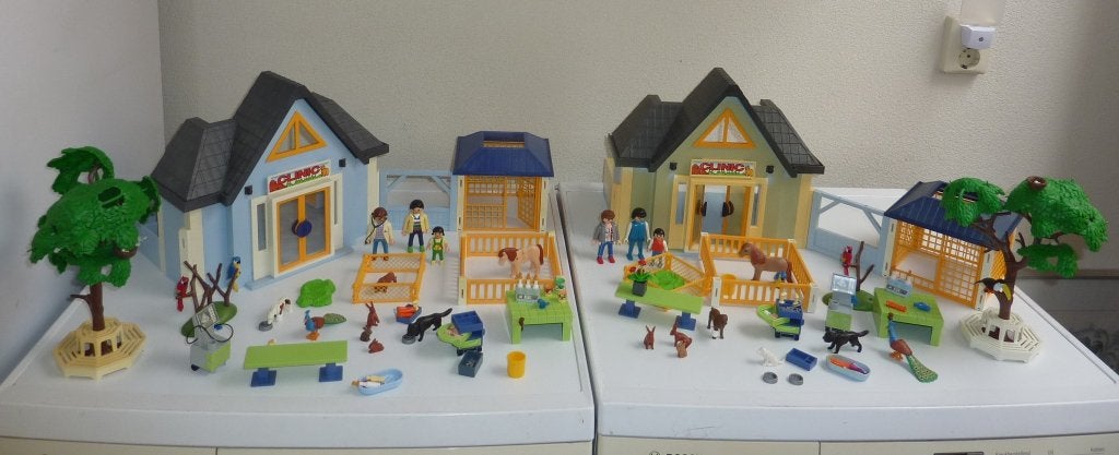 2 x Playmobil set 4343. Dierenkliniek., Gebruikt, Gebouw, Complete set, Ophalen of Verzenden