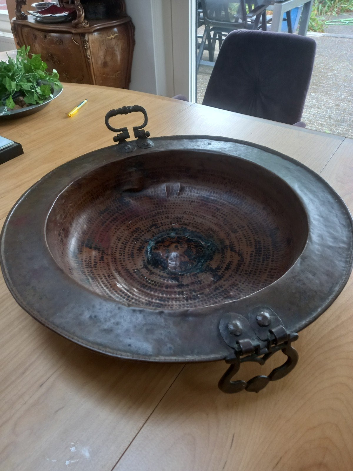 Antieke Koperen brassero met Handvatten, Antiek en Kunst, Antiek | Koper en Brons, Ophalen, Koper