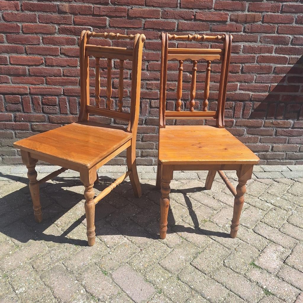 Oud houten stoeltjes, Ophalen, Bruin, Twee