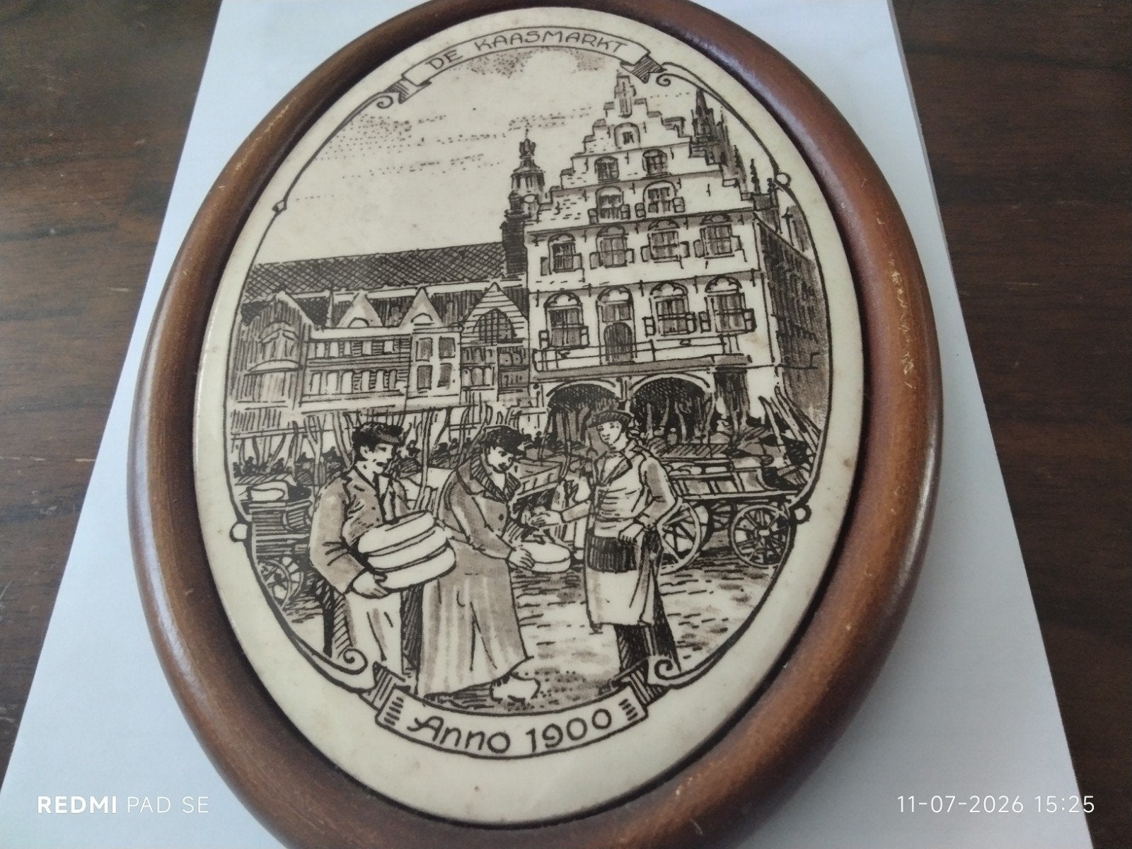 Vintage Wandtegel'De Kaasmarkt Anno 1900' - Gouda, Ophalen of Verzenden