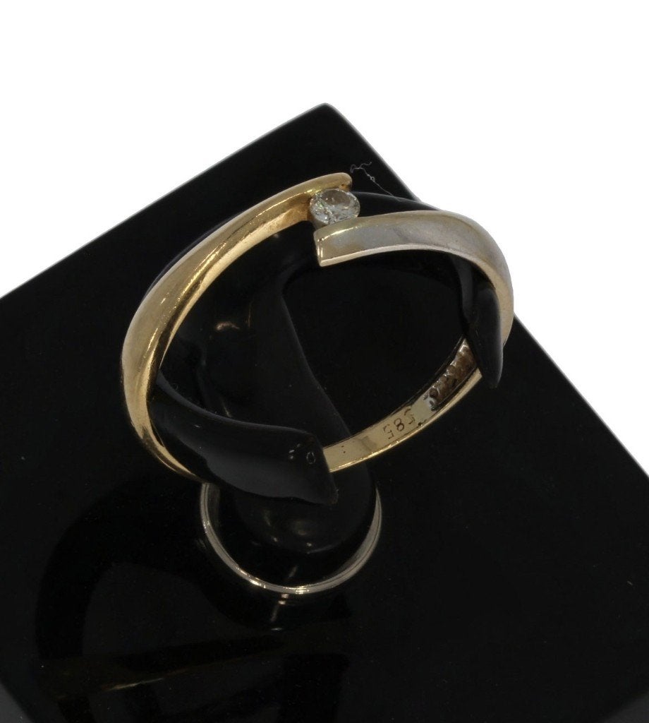 Diamant 14k gouden bicolor design dames ring briljant fraai