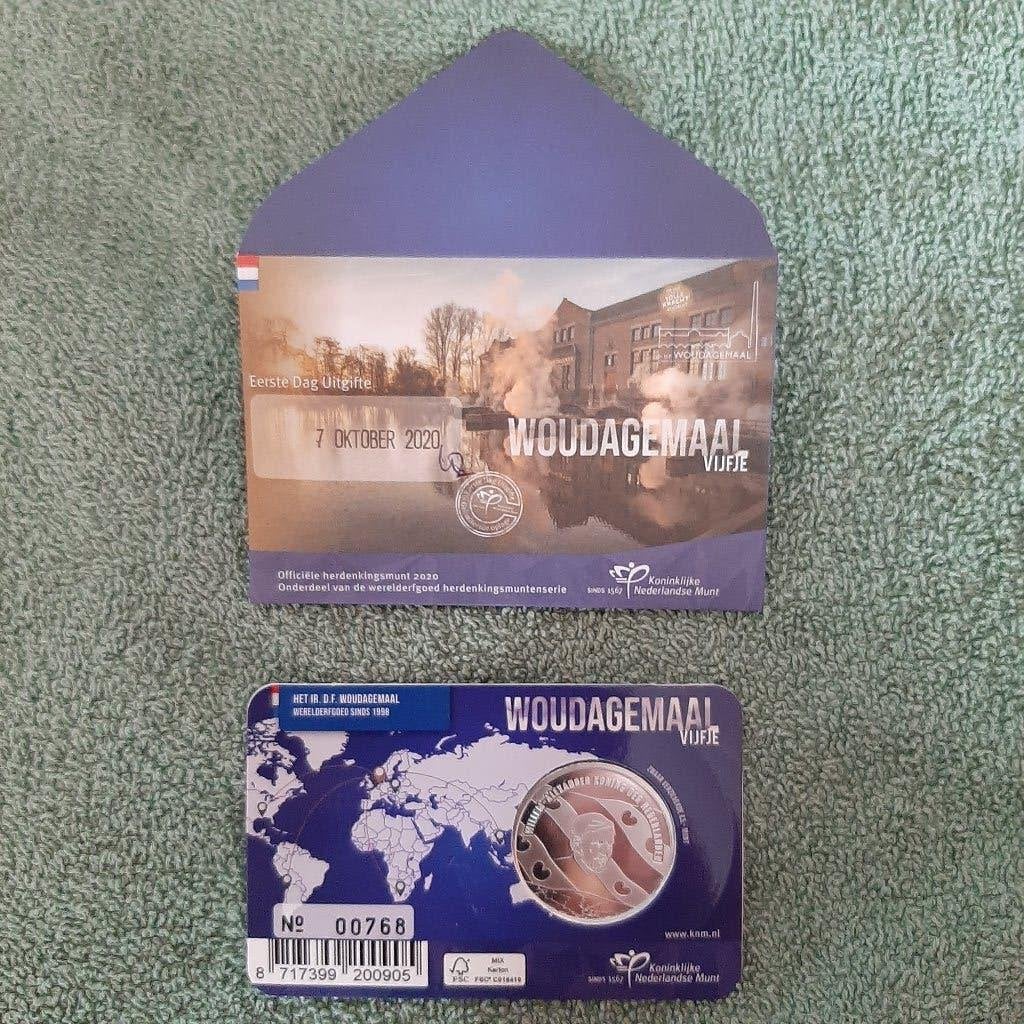 2020 Coincard Woudagemaal Vijfje (1e Dag)., Ophalen of Verzenden, Overige landen, 5 euro, Setje