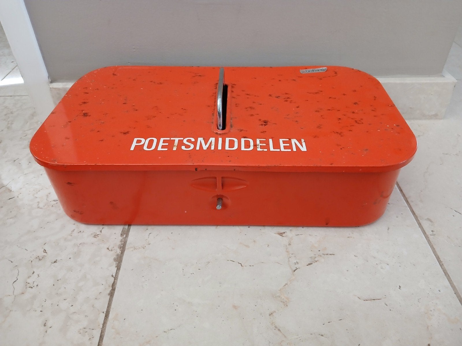 Vintage Brabantia Poetsmiddelen Blik - Oranje, Ophalen, Gebruikt, Brocante, Oranje