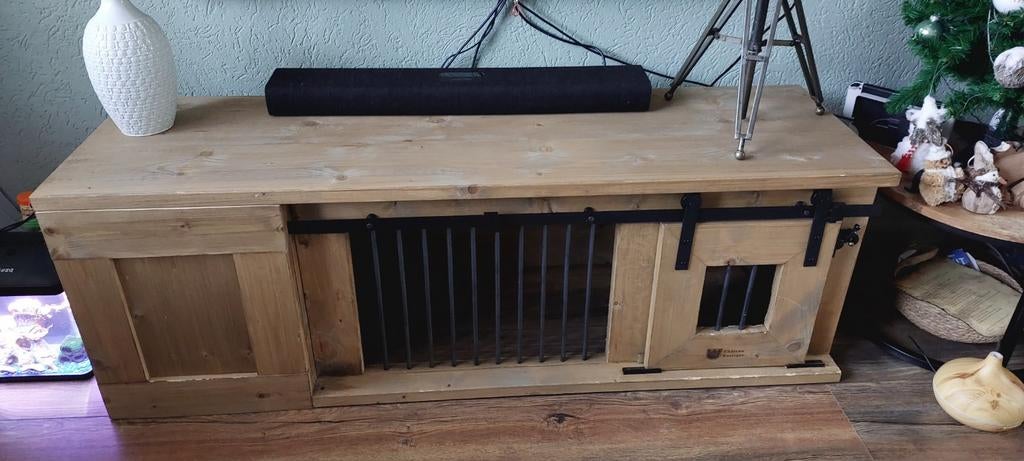 TV Kast met Schuifdeurtje, Ophalen, Gebruikt, 100 tot 150 cm, Landelijk