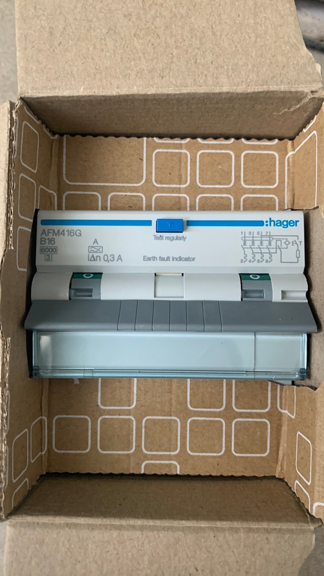 Hager aardlekautomaat 16A 4P AFM416G (nieuw), Doe-het-zelf en Verbouw, Elektra en Kabels, Ophalen, Nieuw