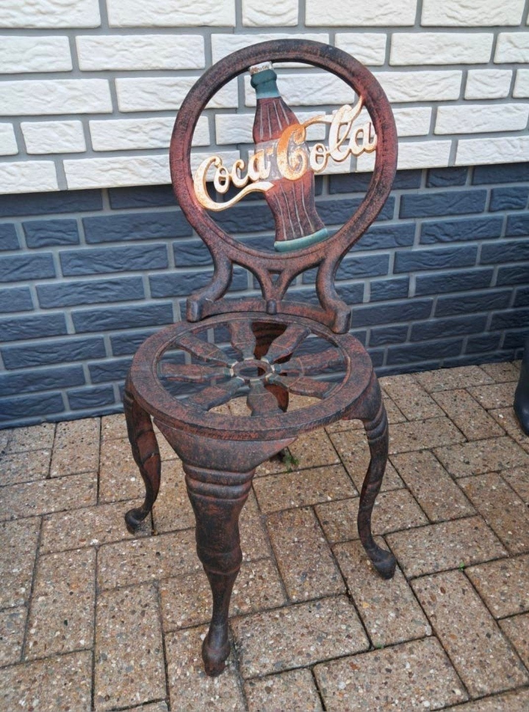 Unieke Coca-Cola Gietijzeren Stoel - Vintage Decoratie, Ophalen