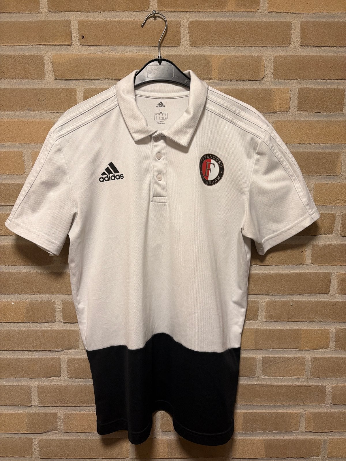 Adidas Feyenoord Polo - Wit/Zwart - Maat L, Kleding | Heren, Polo's, Ophalen of Verzenden, Zo goed als nieuw, Maat 52/54 (L), Wit