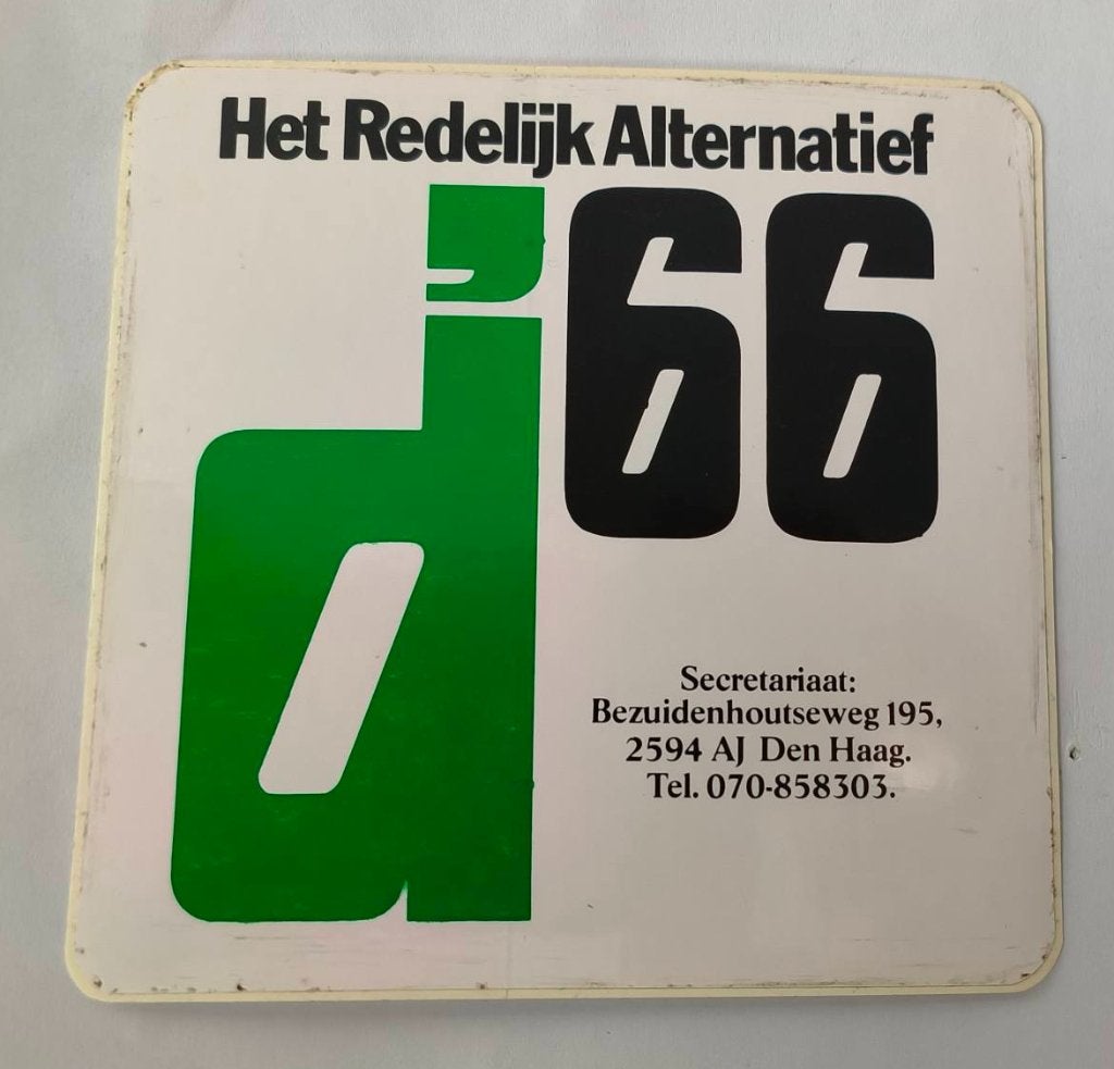 Sticker het redelijk alternatief D66, Ophalen of Verzenden, Zo goed als nieuw, Bedrijf of Vereniging