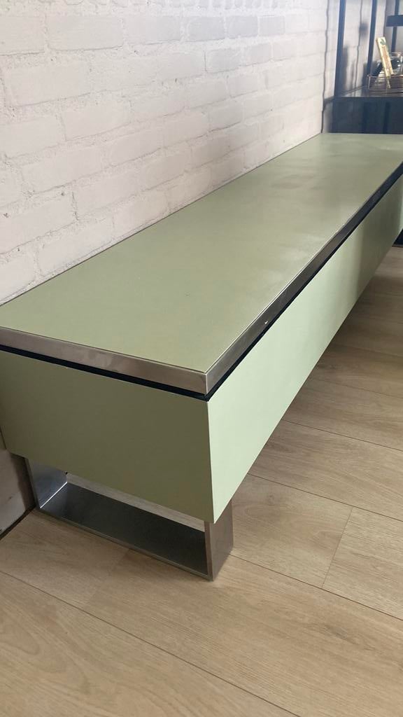 Zitbank/side tafel (handgemaakt), Overige materialen, Gebruikt, Ophalen of Verzenden, 150 tot 200 cm