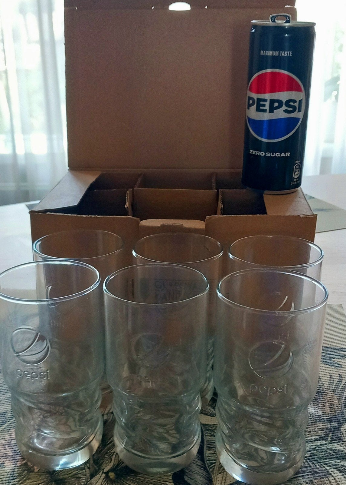 Longdrinkglazen 6x opdruk "pepsi", Ophalen of Verzenden, Zo goed als nieuw, Frisdrankglas