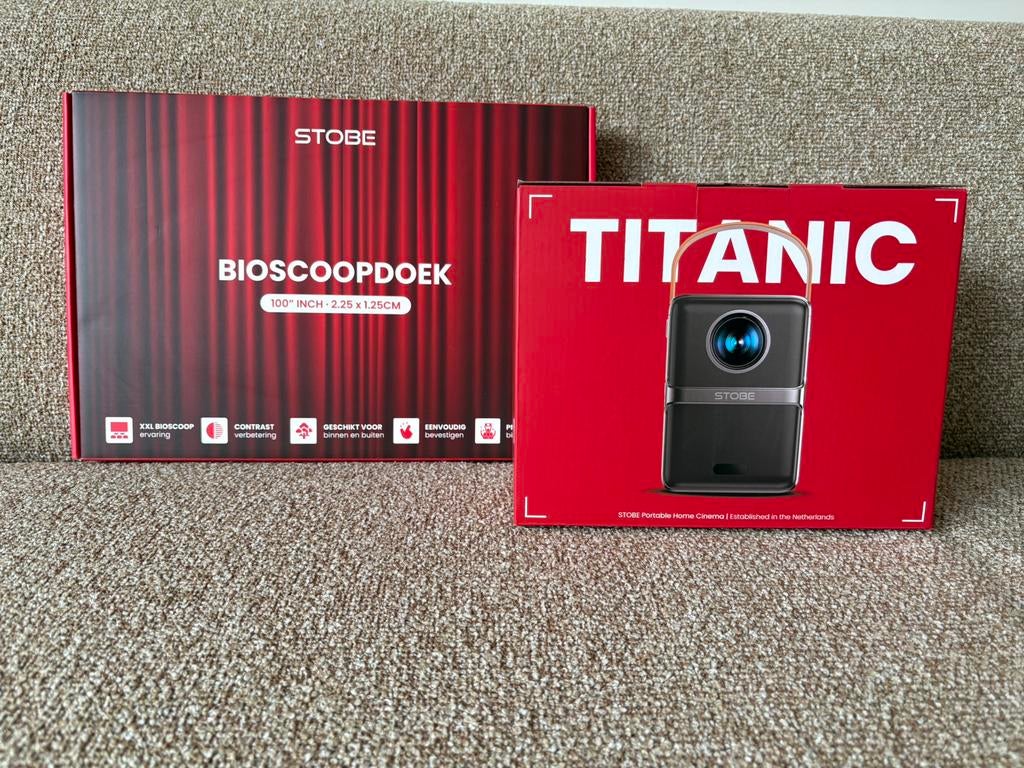 Stobe beamer met bioscoopdoek, Audio, Tv en Foto, Beamers, Ophalen, LED, Nieuw, Full HD (1080)