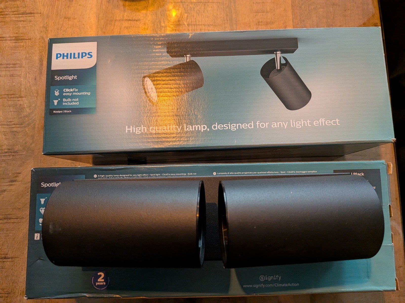 totaalprijs 4x Philips Duo Spotjes Zwart (excl. GU10 lampjes, Geschikt voor plafondmontage, GU10, Nieuw, Ophalen of Verzenden
