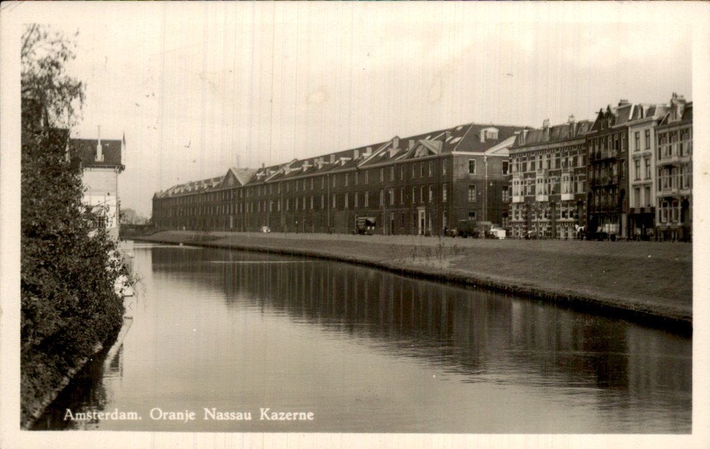Amsterdam - Oranje Nassau Kazerne - Grachtgevel, Ophalen of Verzenden, 1940 tot 1960, Gelopen, Noord-Holland