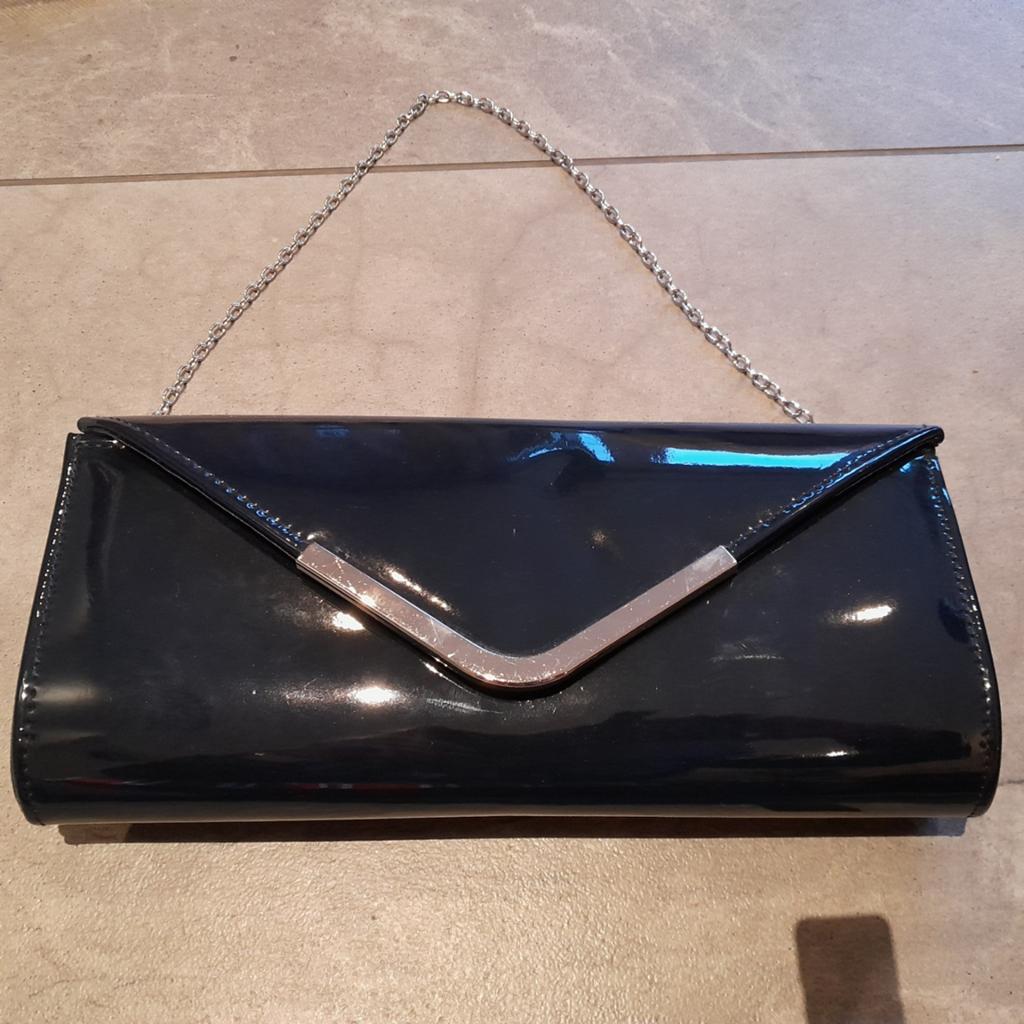 Donkerblauwe lak clutch, Ophalen of Verzenden, Gebruikt, Blauw, Avondtasje