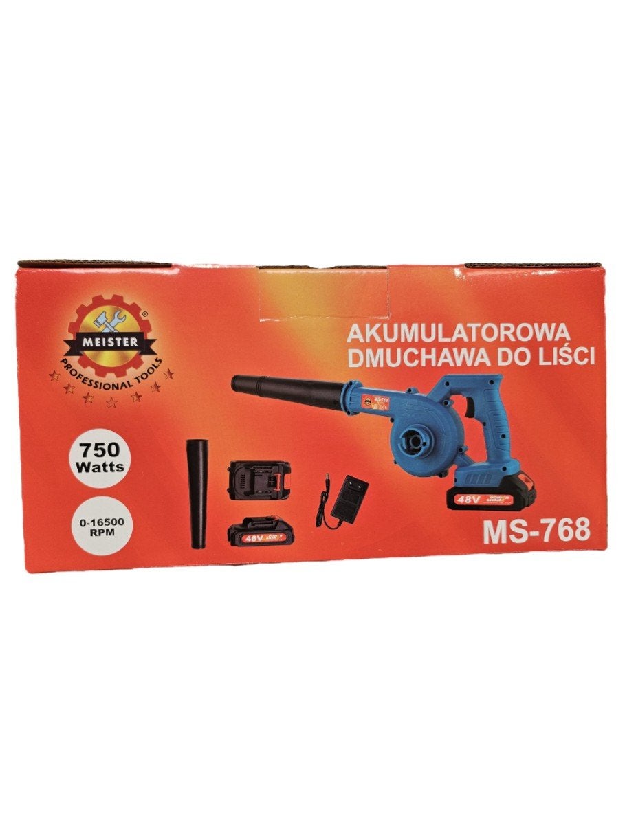 Meister MS-768 Accu Bladblazer & Zuiger 48V 750W, Ophalen of Verzenden, Nieuw, Accu
