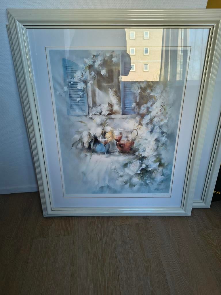 Schilderij Willem Haenraets - Romantisch Vensterzicht 65x65, Antiek en Kunst, Ophalen of Verzenden